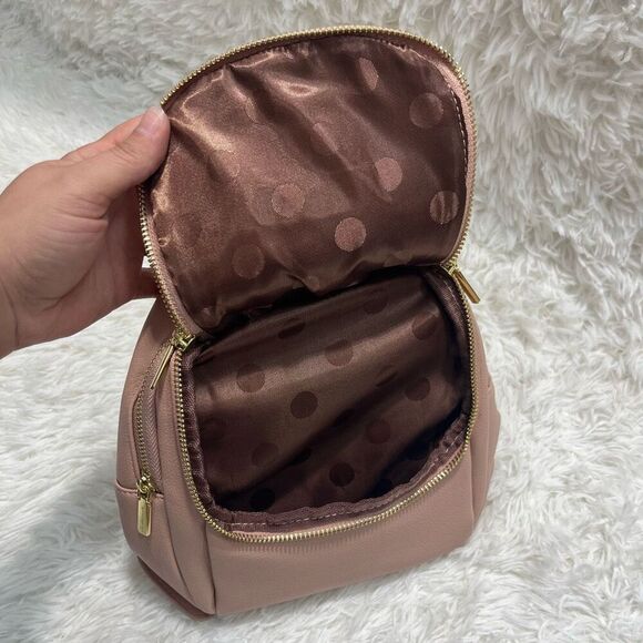 Mini Leather Backpack Cherry Pink Adjustable Straps - Picture 7 of 13